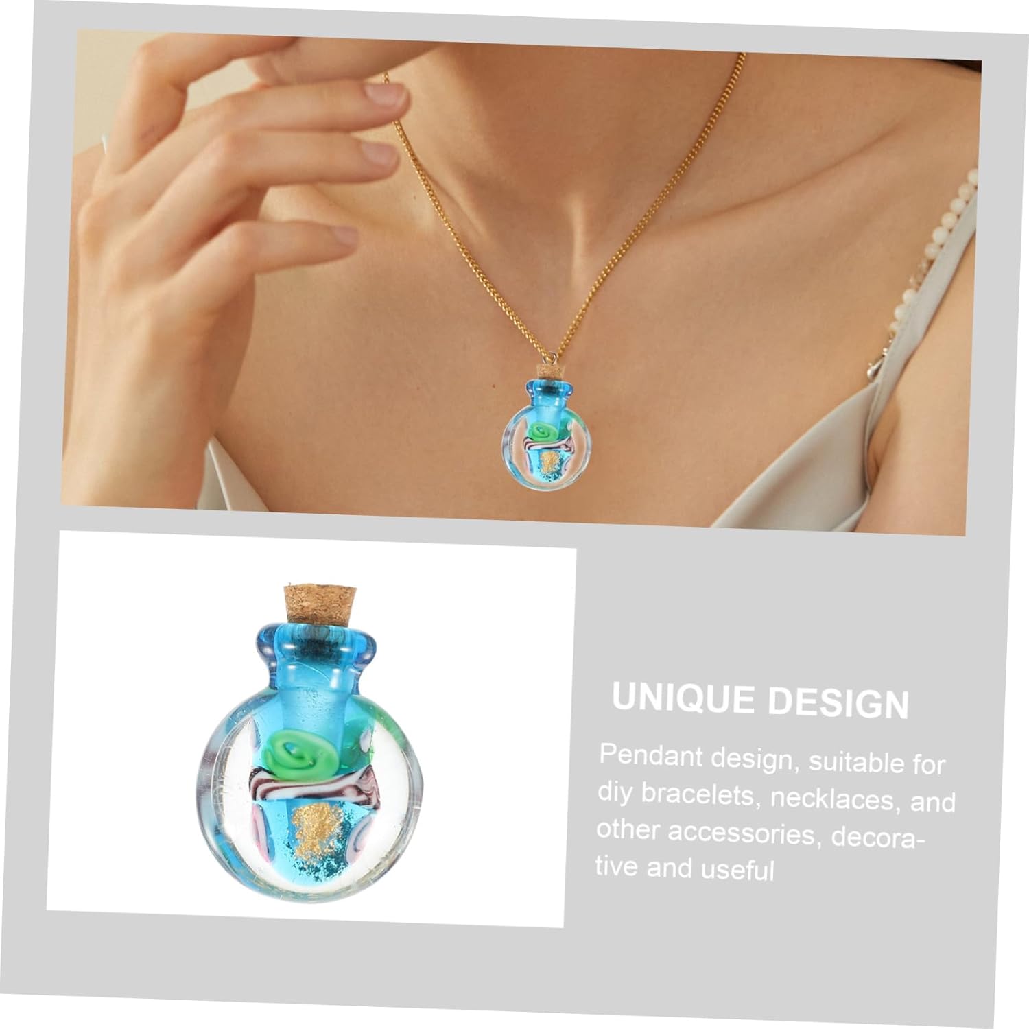Glass Diffuser Pendant for Essential Oil and Necklace Decoration