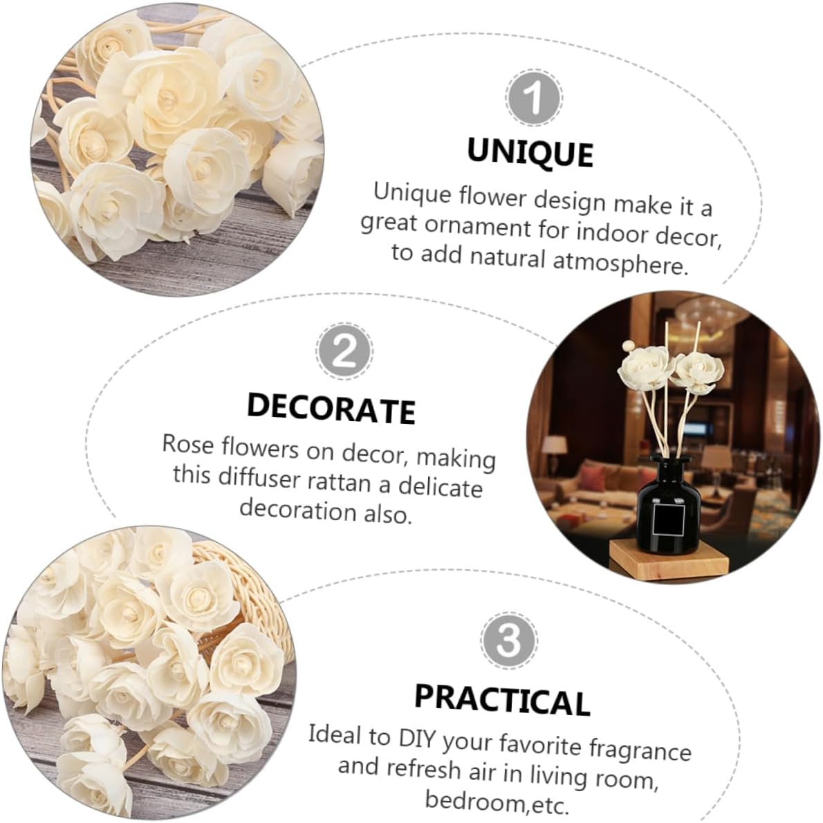 ERINGOGO 6pcs Rattan Aroma Diffuser Sticks Home Decor