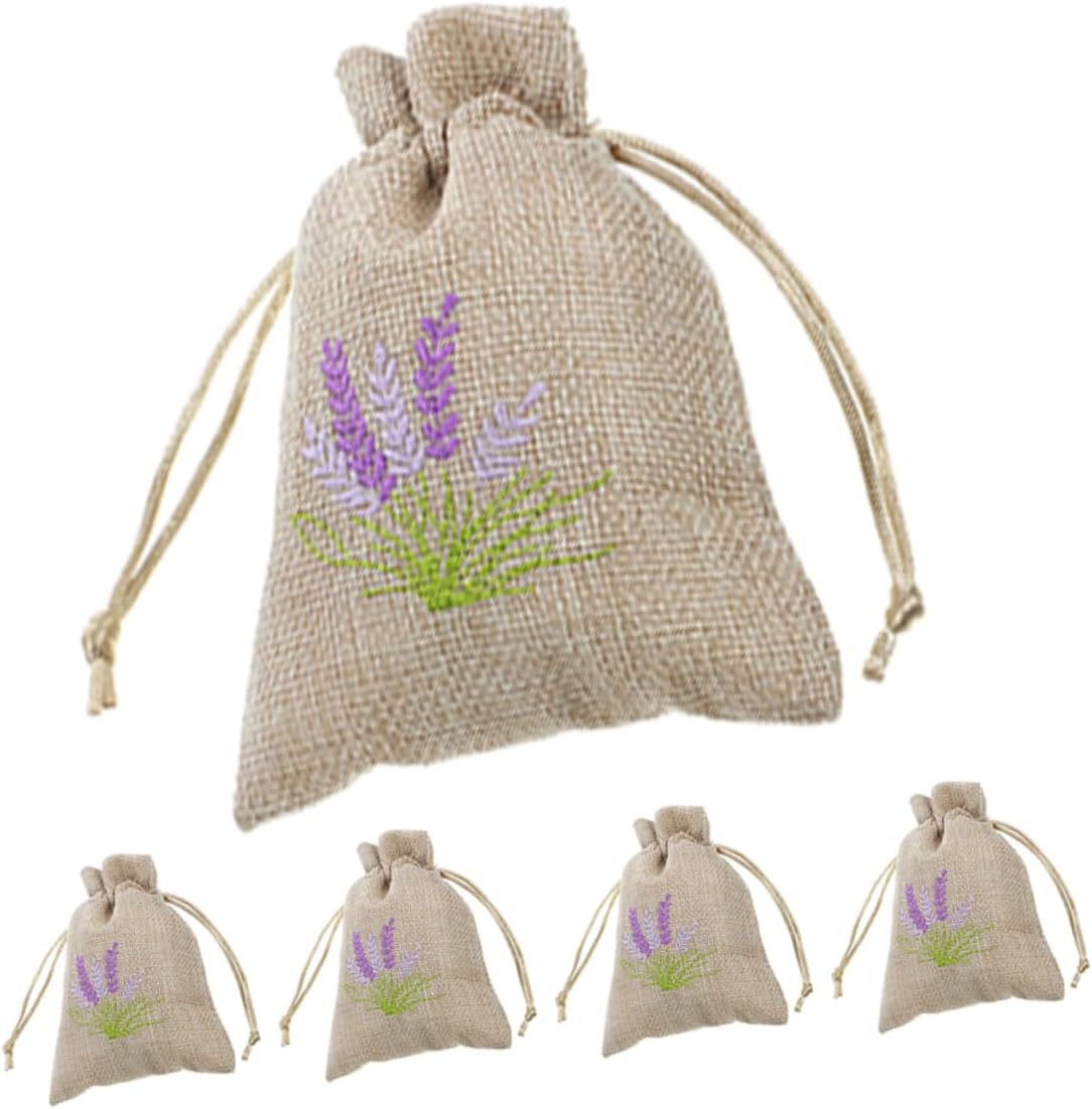 FUNNETOYU 5pcs Lavender Scented Drawstring Pouches Empty Sachet Bags