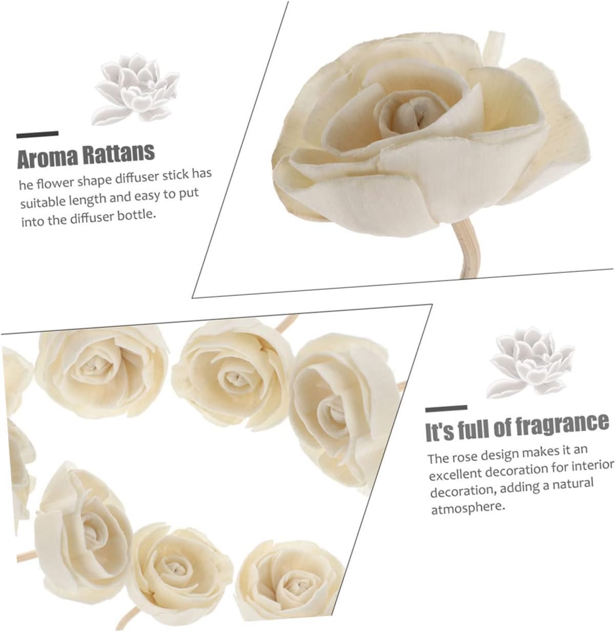 3pcs Flower Diffuser Sticks for Home Office Aromatherapy