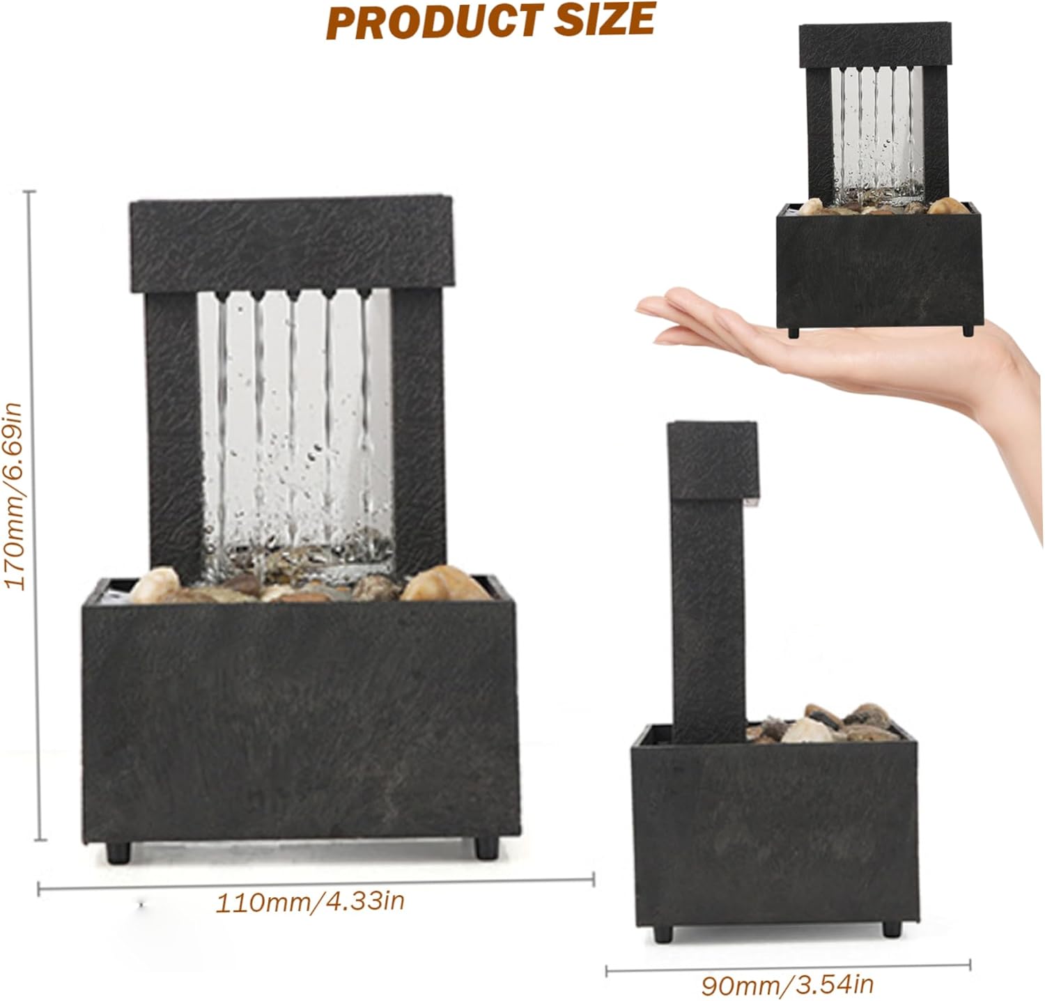 Tabletop Water Fountain with USB and Battery Power
