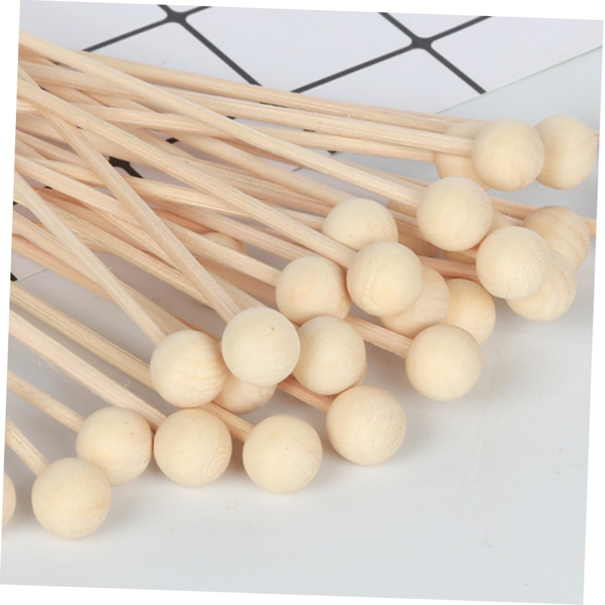 10Pcs Natural Rattan Diffuser Sticks with Wooden Beads for Home Office Fragrance