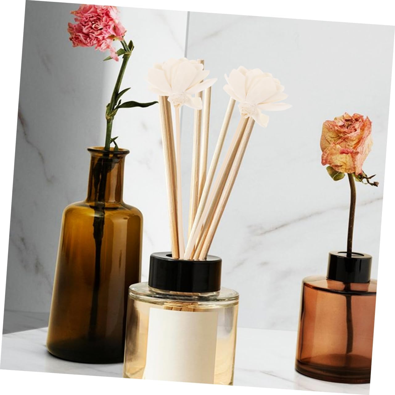 Zerodeko 8Pcs Natural Rattan Flower Diffuser Sticks for Essential Oils