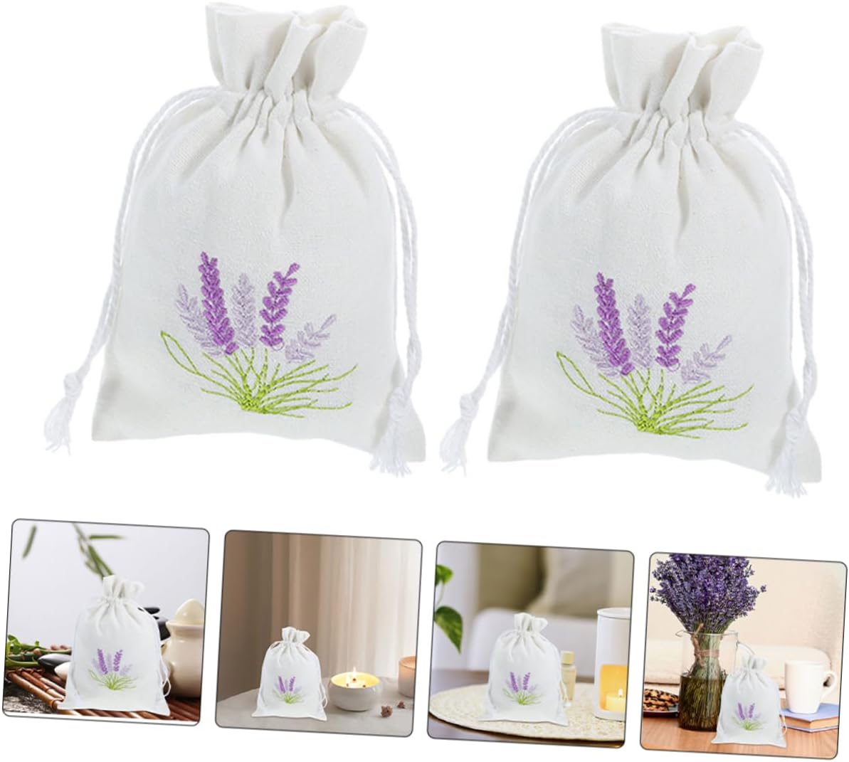PRETYZOOM 4Pcs Lavender Sachet Drawstring Bags