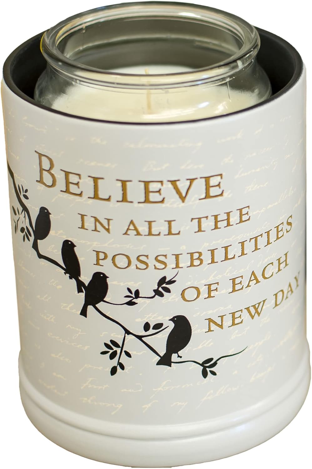 Elanze Designs Birds on a Tree Grey Believe Ceramic Candle Warmer