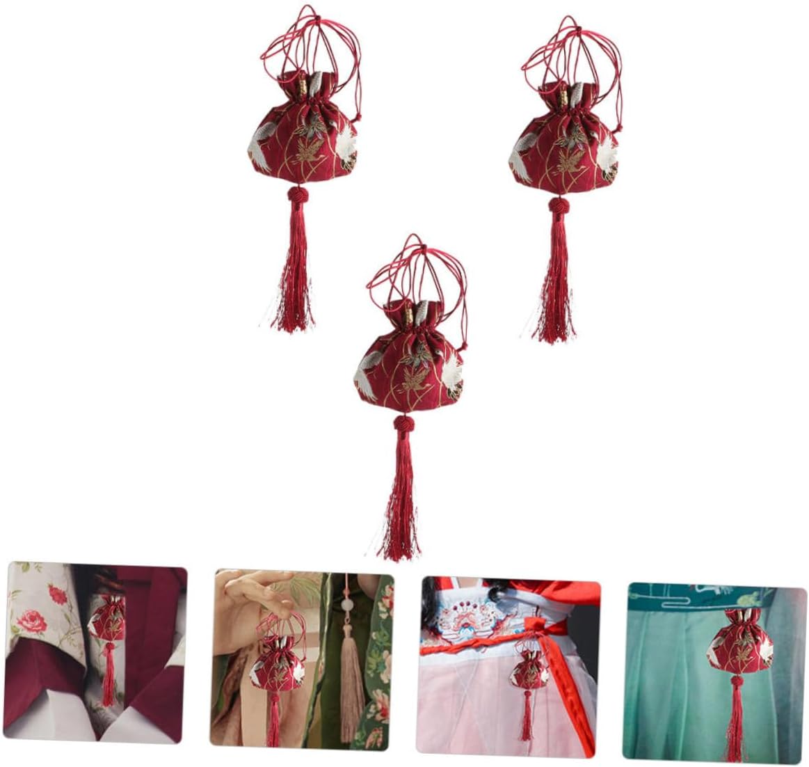 PRETYZOOM 3pcs Sachet Pouch Holder Chinese Design Scented Car Decor