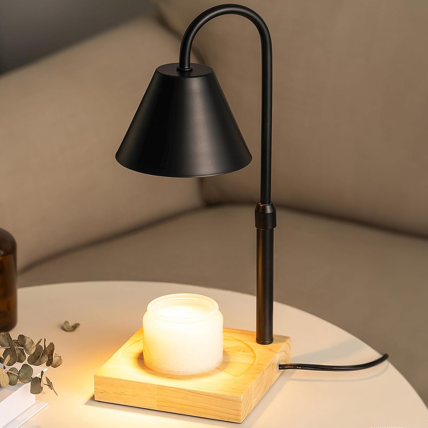 Black Dimmable Candle Warmer Lamp with Timer and 2 Bulbs