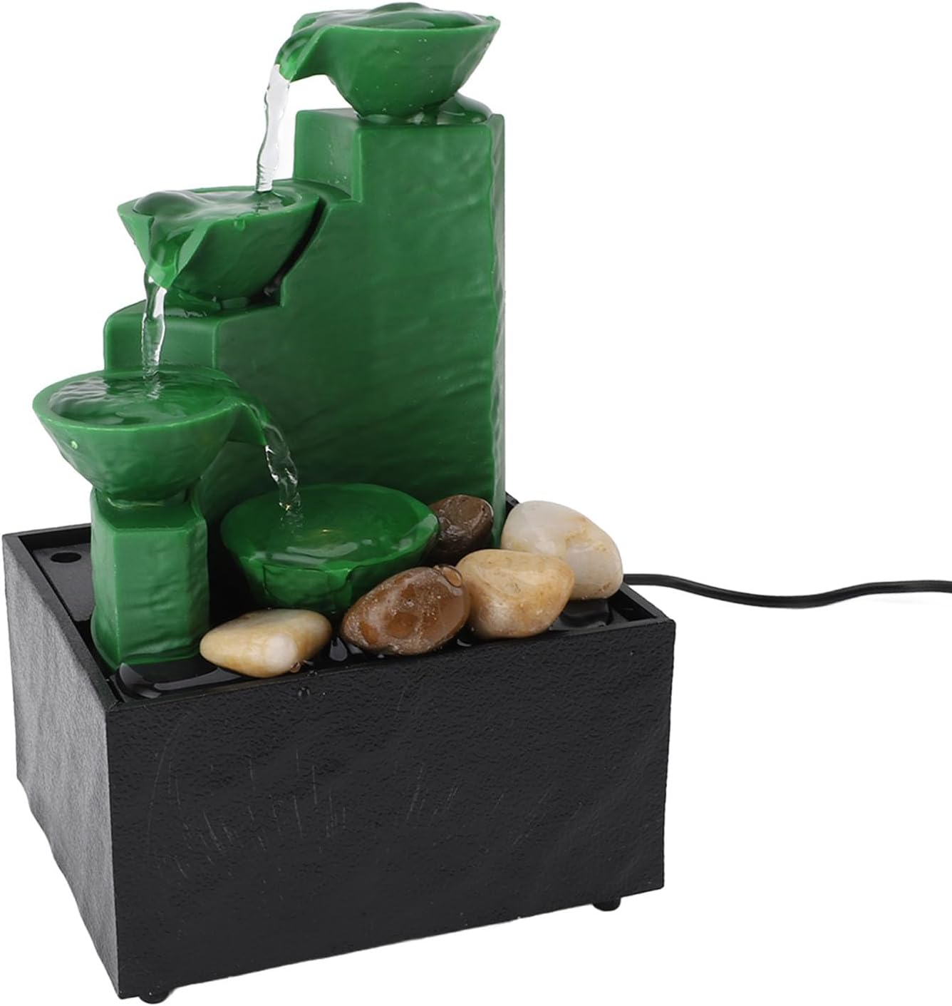 LED Light Tabletop Fountain with Stone for Home Office