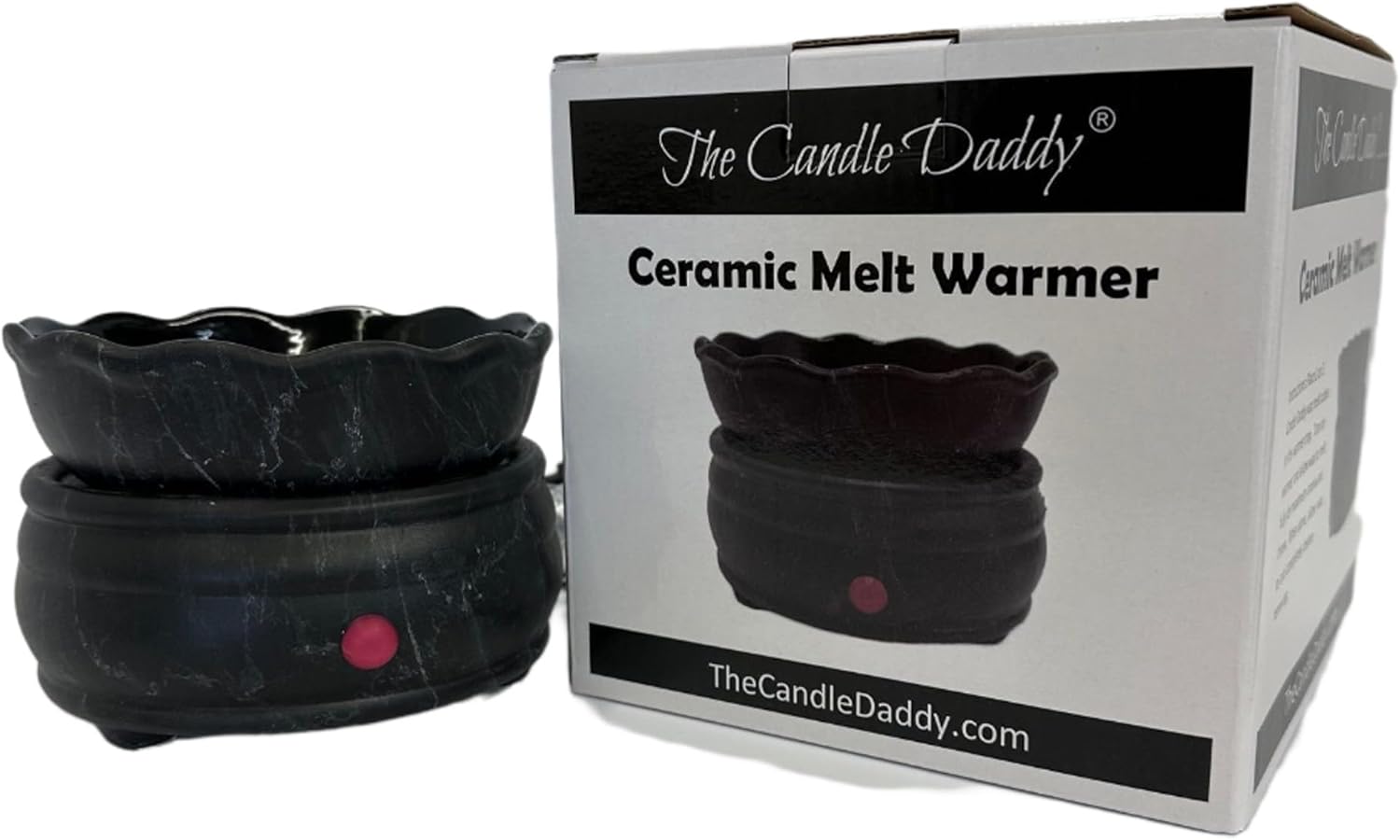 The Candle Daddy Electric Wax Melt and Candle Warmer - Jet Black Marble Ceramic