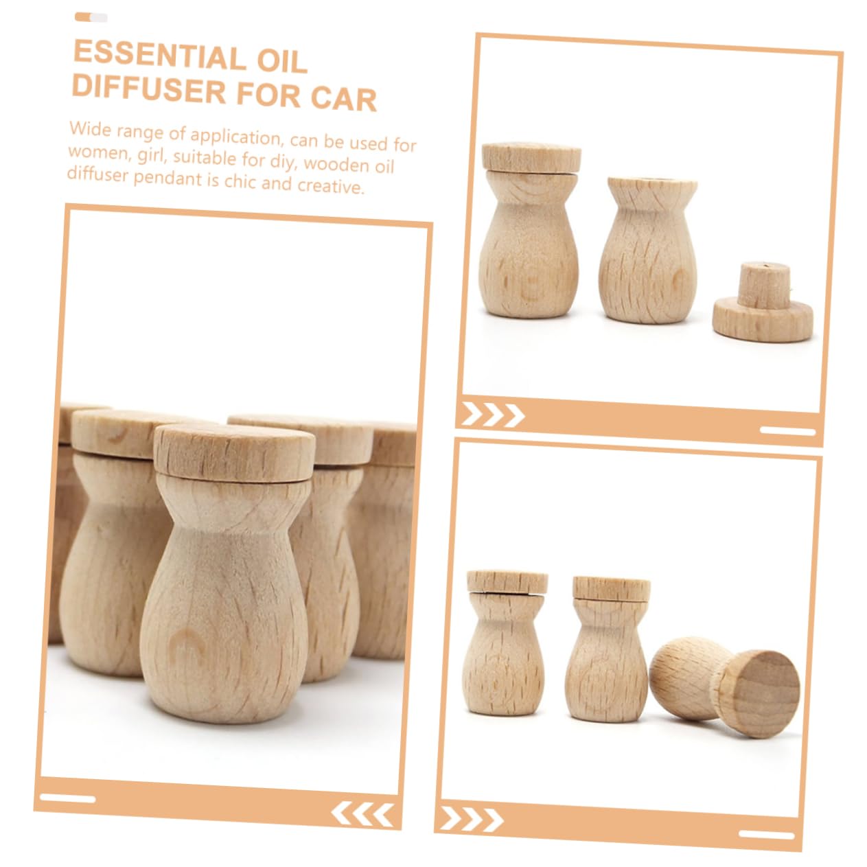 ADOCARN 6PCS Wooden Diffuser Pendant for Home Office Decor