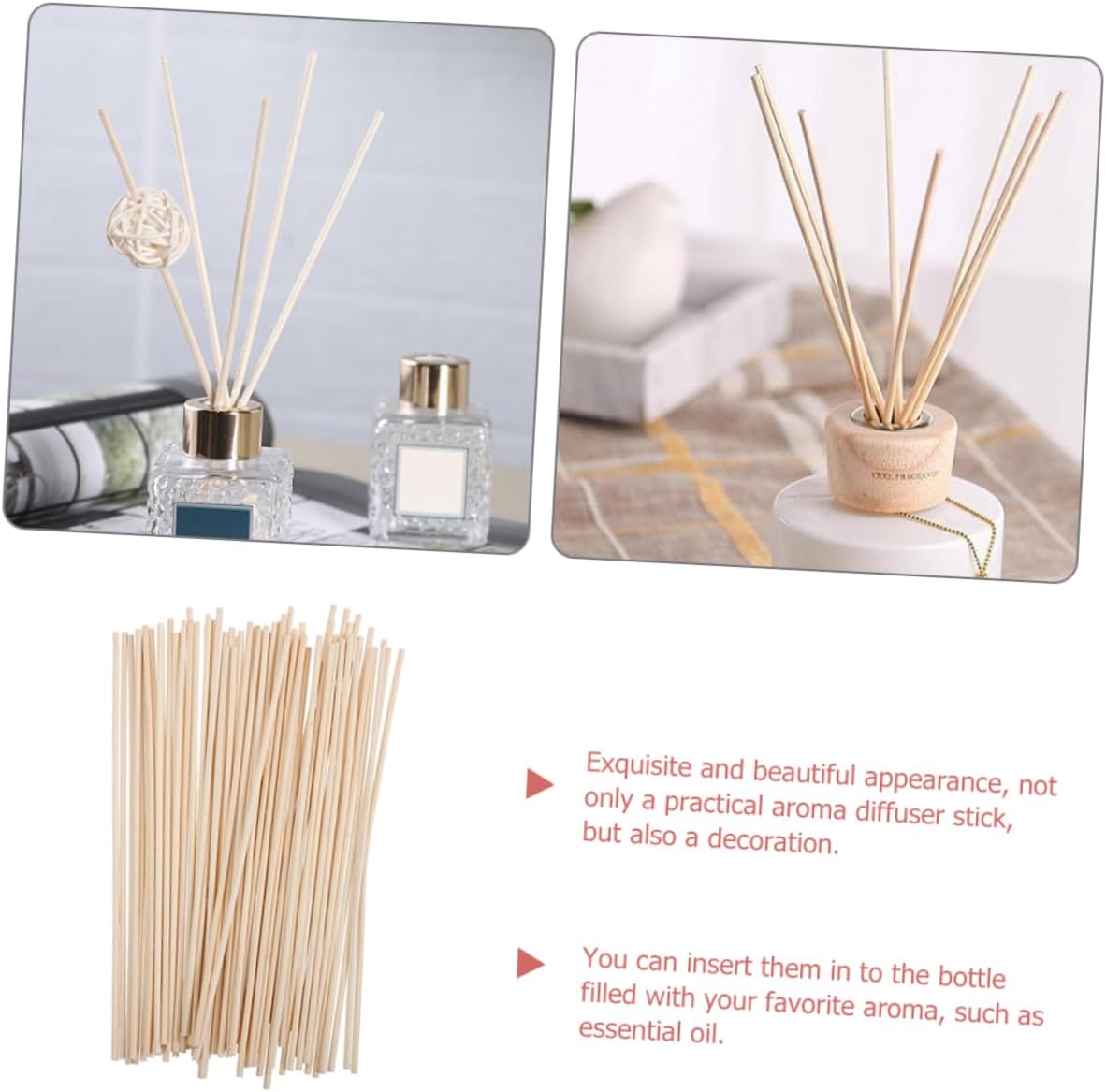 100Pcs Rattan Aroma Diffuser Sticks Portable Refill for Home Spa Meditation