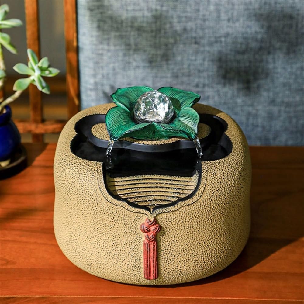 Yellow Resin Tabletop Fountain for Home Relaxation