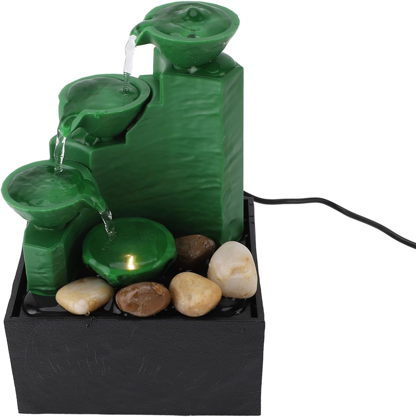 LED Light Tabletop Fountain with Stone for Home Office