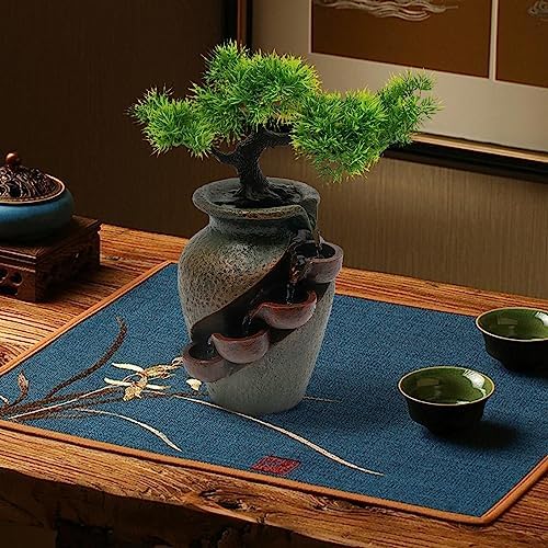 Ageanbri Indoor Tiered Water Fountain with Plants Decor