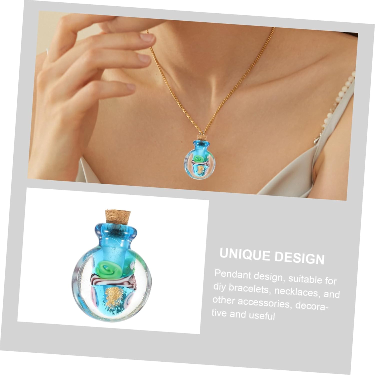 PartyKindom Glass Perfume Diffuser Bottle Necklace