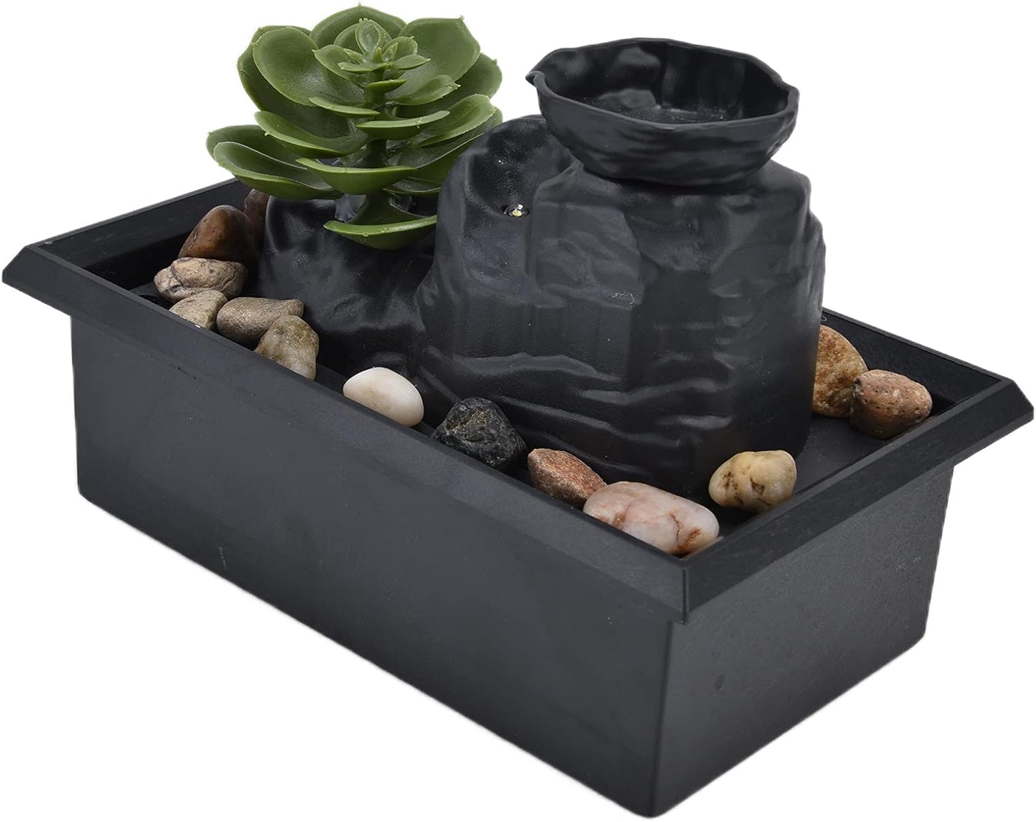 Yechiry Tabletop Fountain with LED Light and USB Power