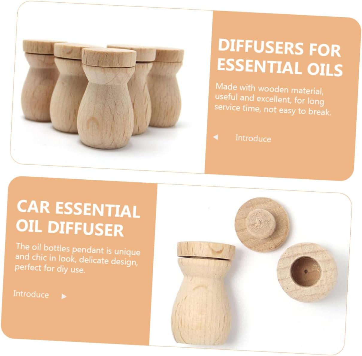 6pcs Wooden Essential Oil Diffuser Pendant for Car Home Office
