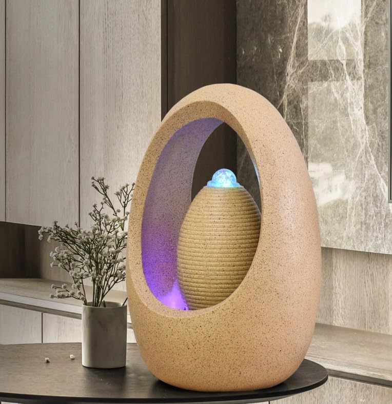 Fengshui Caishen Tabletop Water Fountain for Home Office Decor