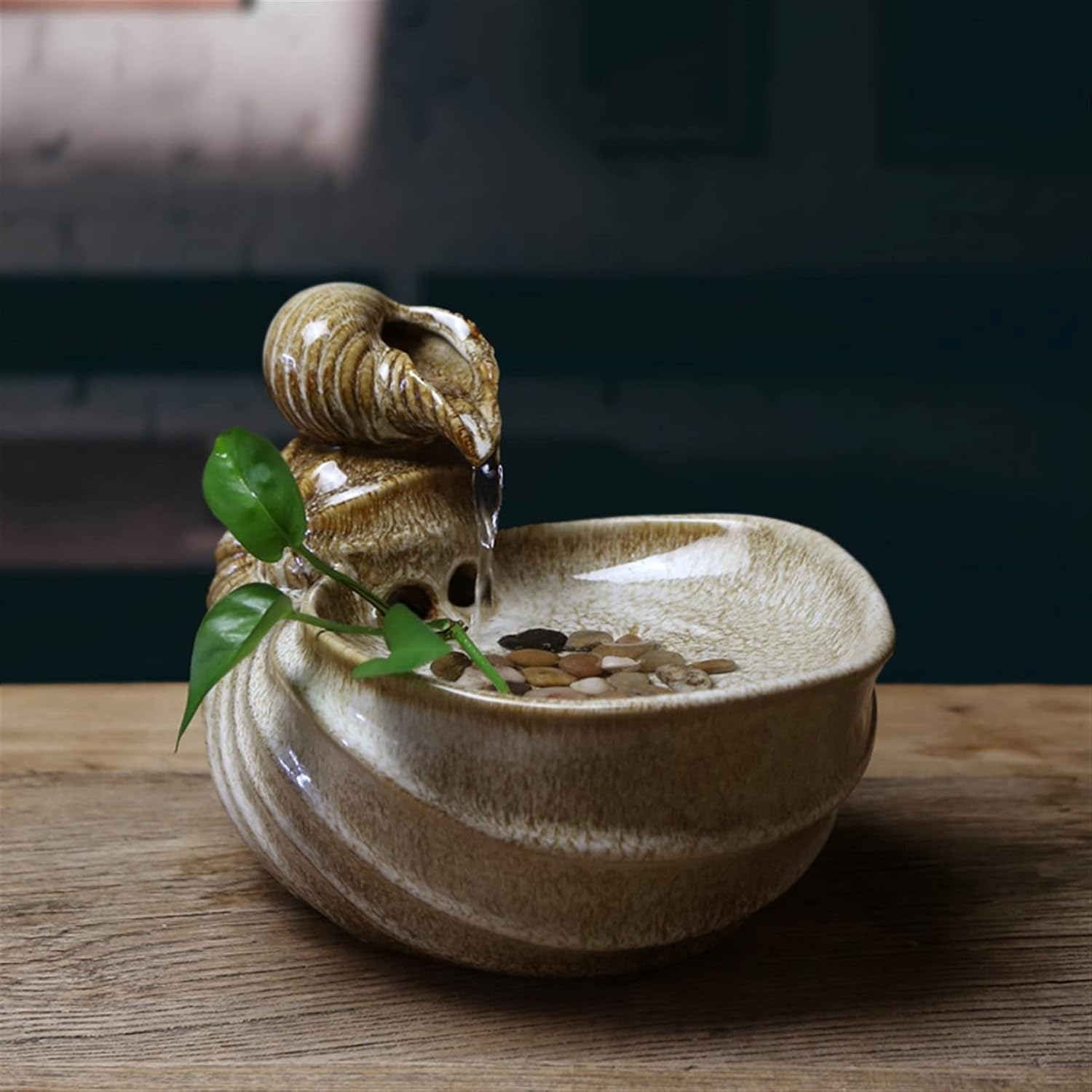 GRFIT Indoor Tabletop Fountain with Conch Design