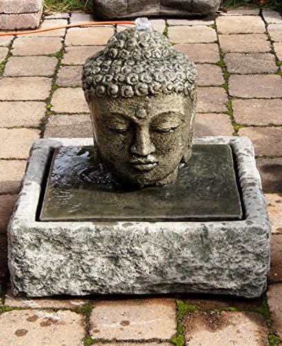 Water Fountain Buddha Head with Kamakura Lantern and Chinese Dragon Set