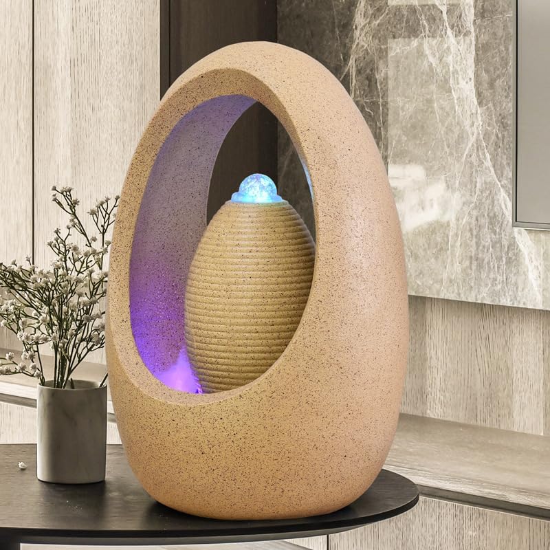 Fengshui Caishen Tabletop Water Fountain for Home Office Decor