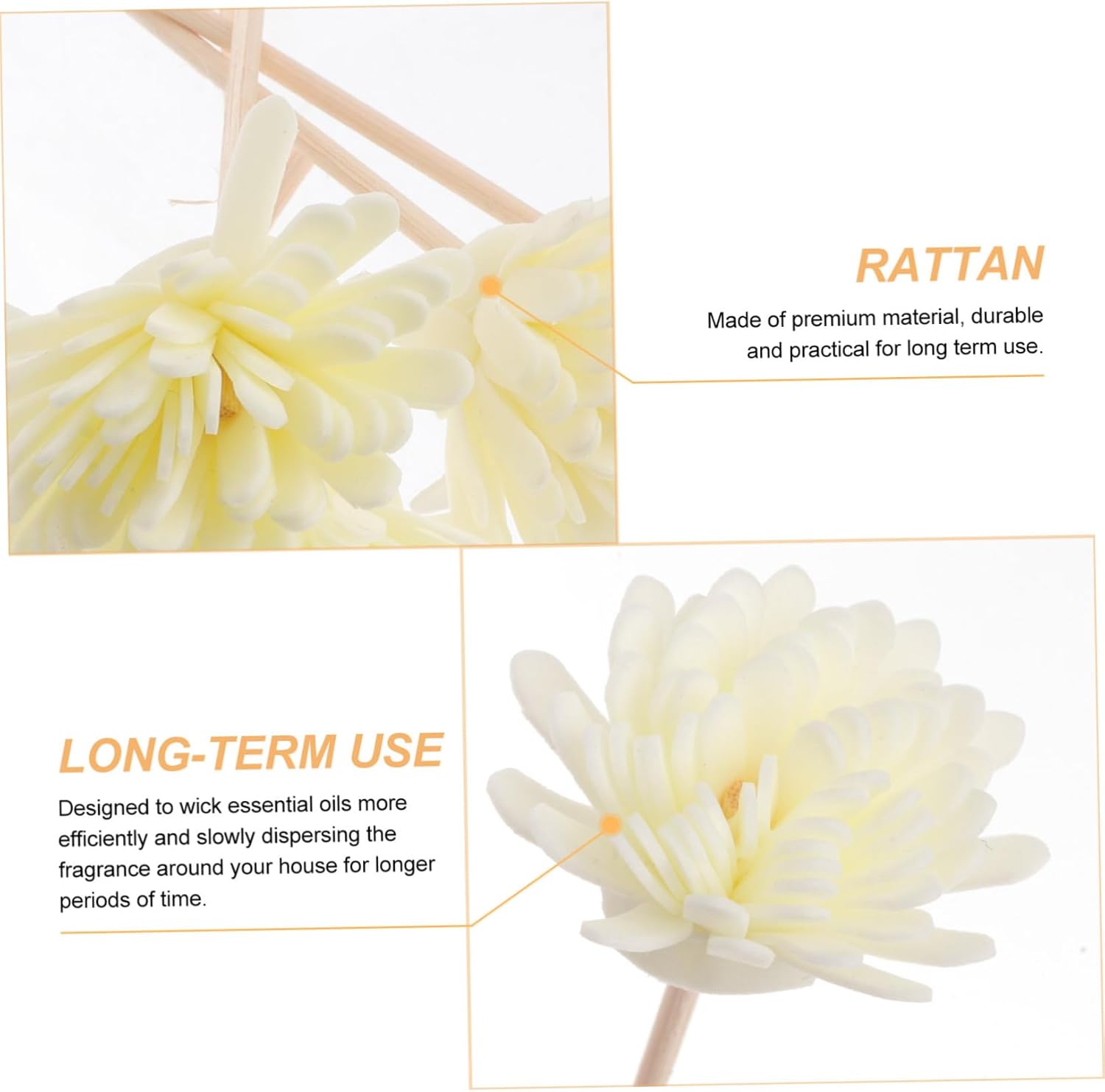5pcs Chrysanthemum Aroma Diffuser Sticks Natural Rattan