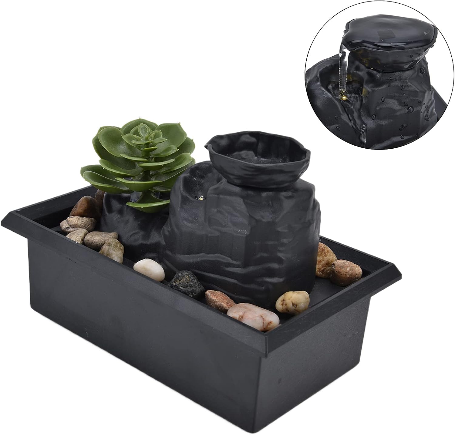 Yechiry Tabletop Fountain with LED Light and USB Power