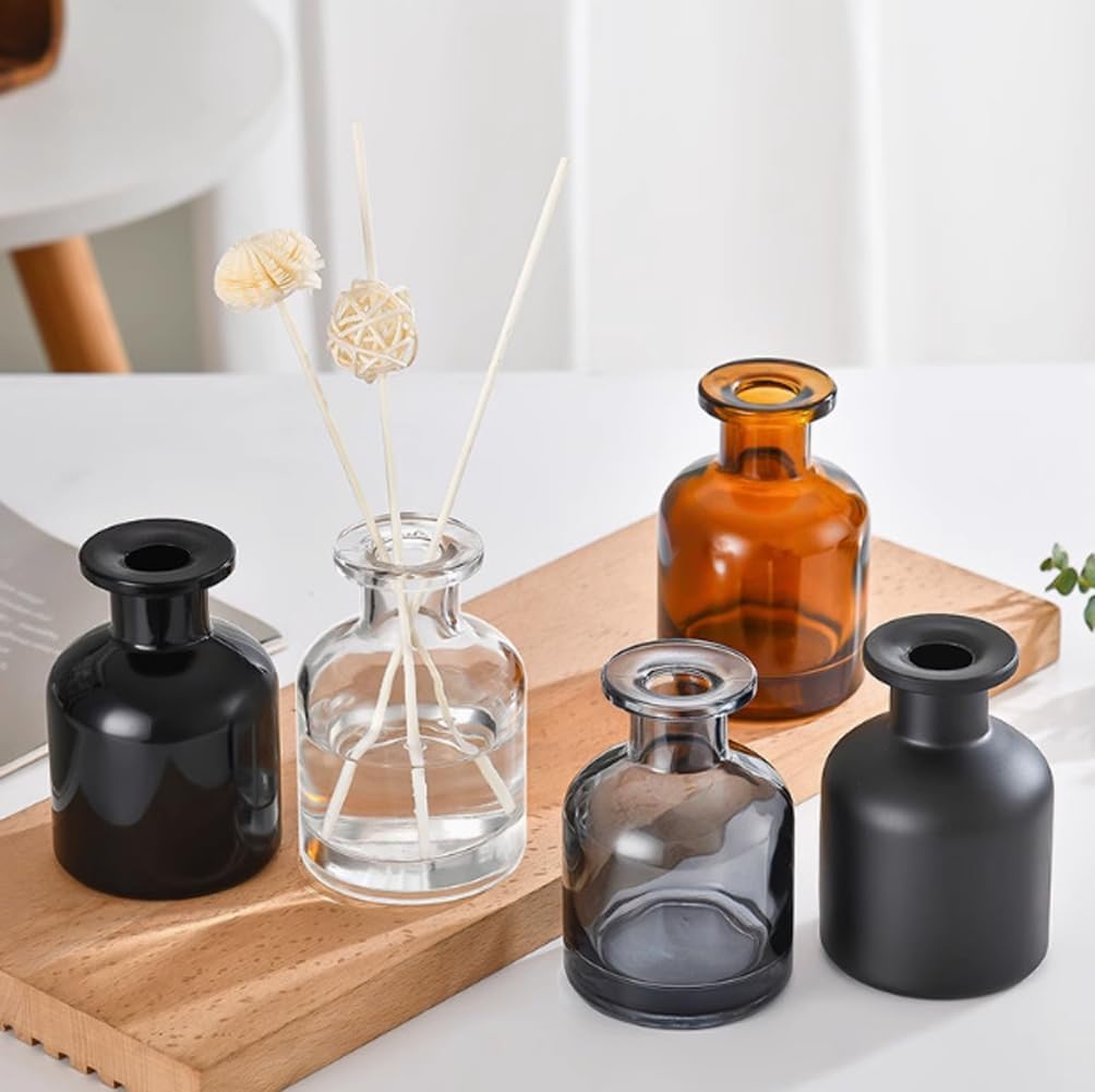 2 Pcs Amber Glass Diffuser Bottles with Fiber Sticks