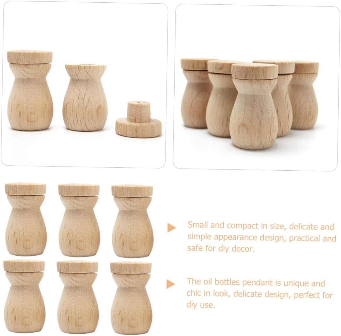 6pcs Wooden Essential Oil Diffuser Pendant for Car Home Office