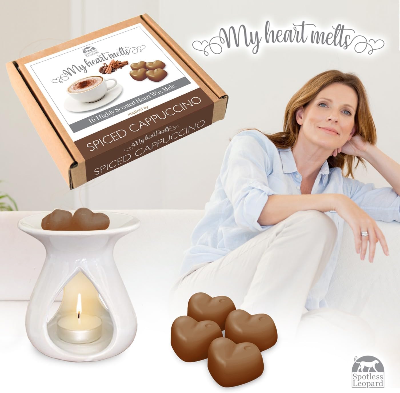 Spiced Cappuccino Wax Melts - 16pcs Heart-Shaped Gift Box