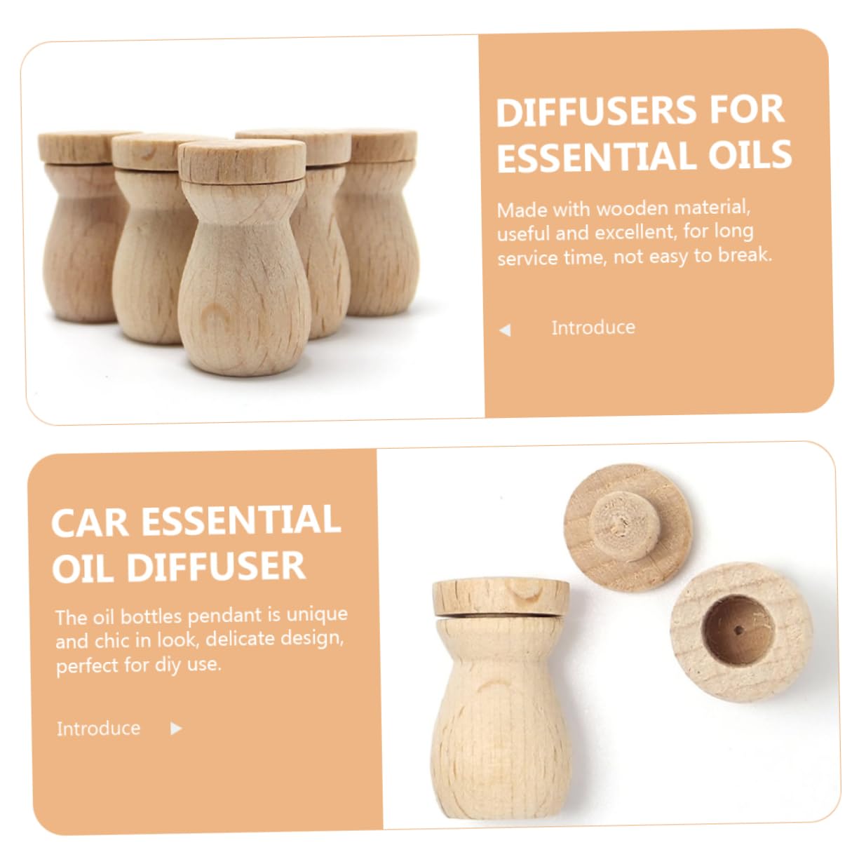 ADOCARN 6PCS Wooden Diffuser Pendant for Home Office Decor