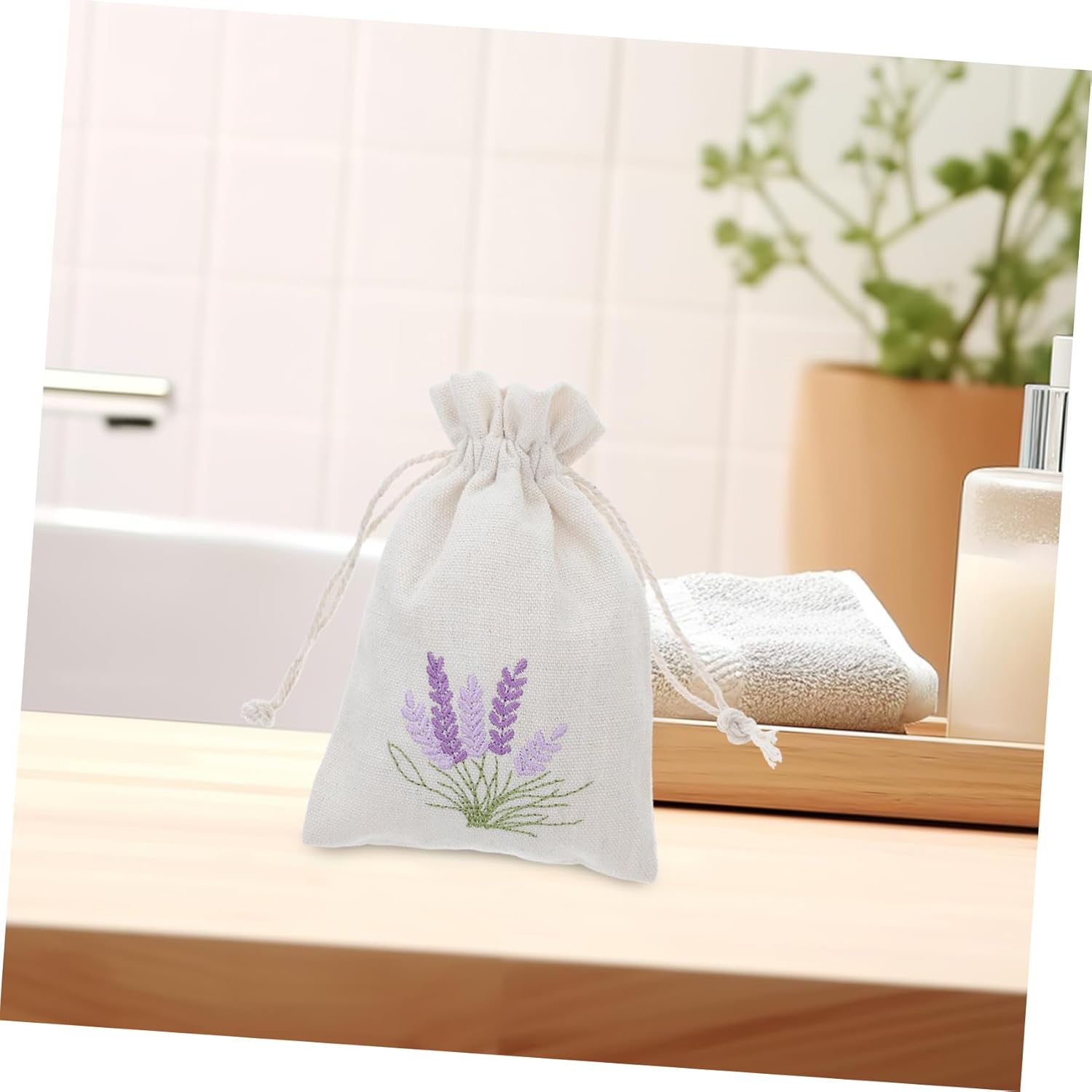 10Pcs Refillable Lavender Sachet Bags with Drawstring for Home and Travel