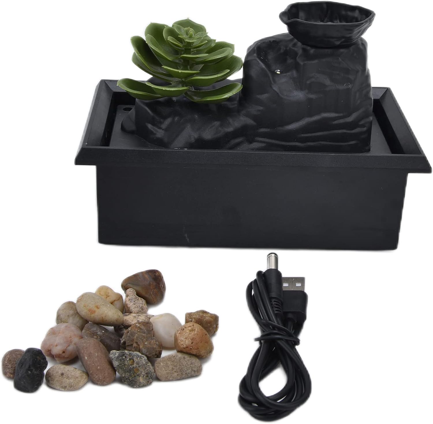 Yechiry Tabletop Fountain with LED Light and USB Power