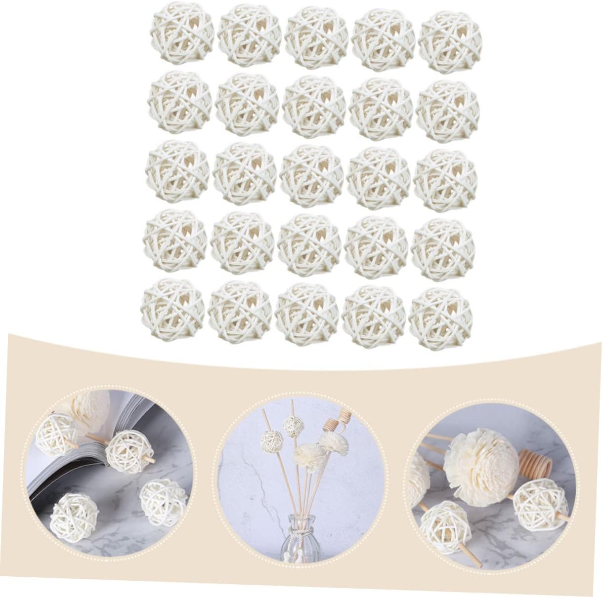 Happyyami 25pcs Aromatherapy Rattan Balls Handmade Decor