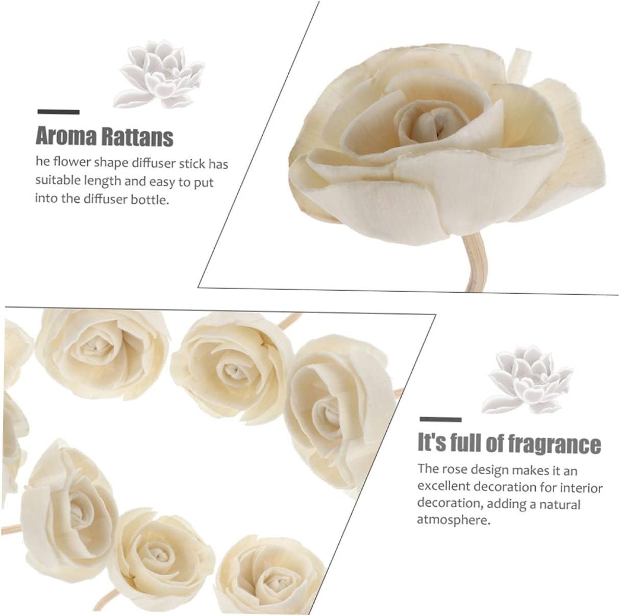 Zerodeko 3pcs Aromatherapy Diffuser Sticks with Rattan Flowers