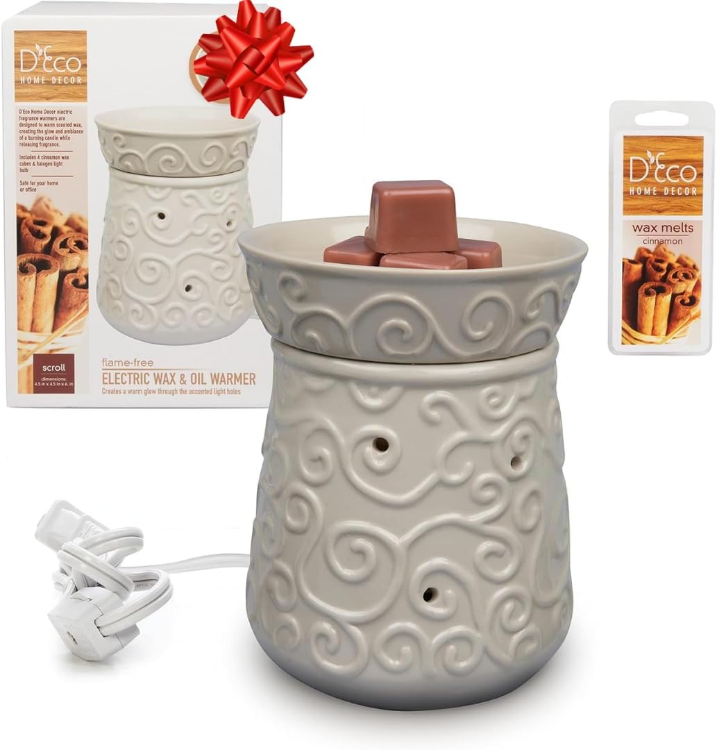DEco Fragrance Wax Melter Warmer - 4 Cinnamon Cubes Included