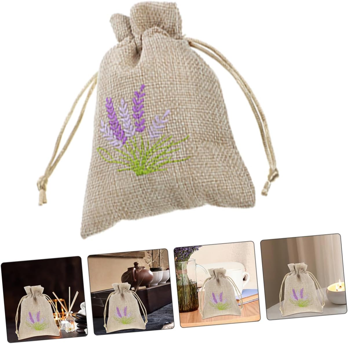 FUNNETOYU 5pcs Lavender Scented Drawstring Pouches Empty Sachet Bags