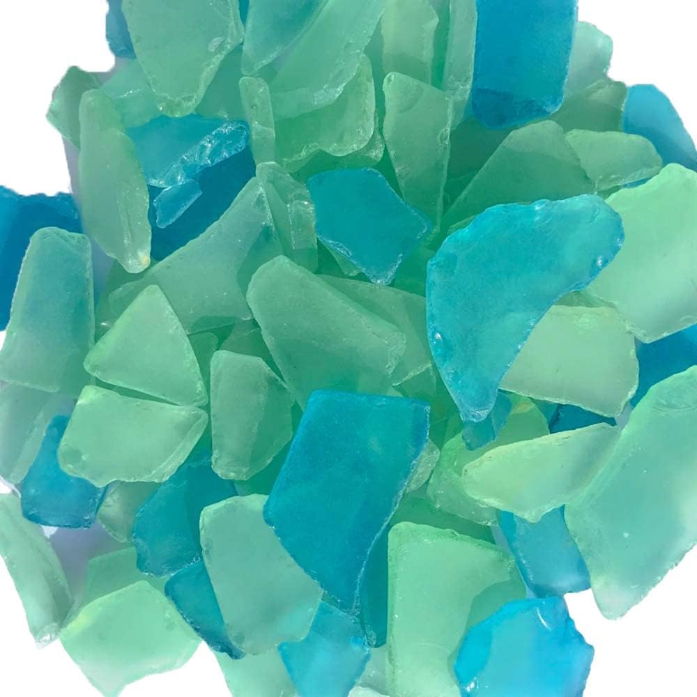Caribbean Blue Green Sea Glass for Crafts 11oz