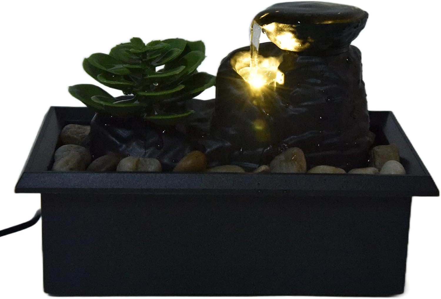 Yechiry Tabletop Fountain with LED Light and USB Power
