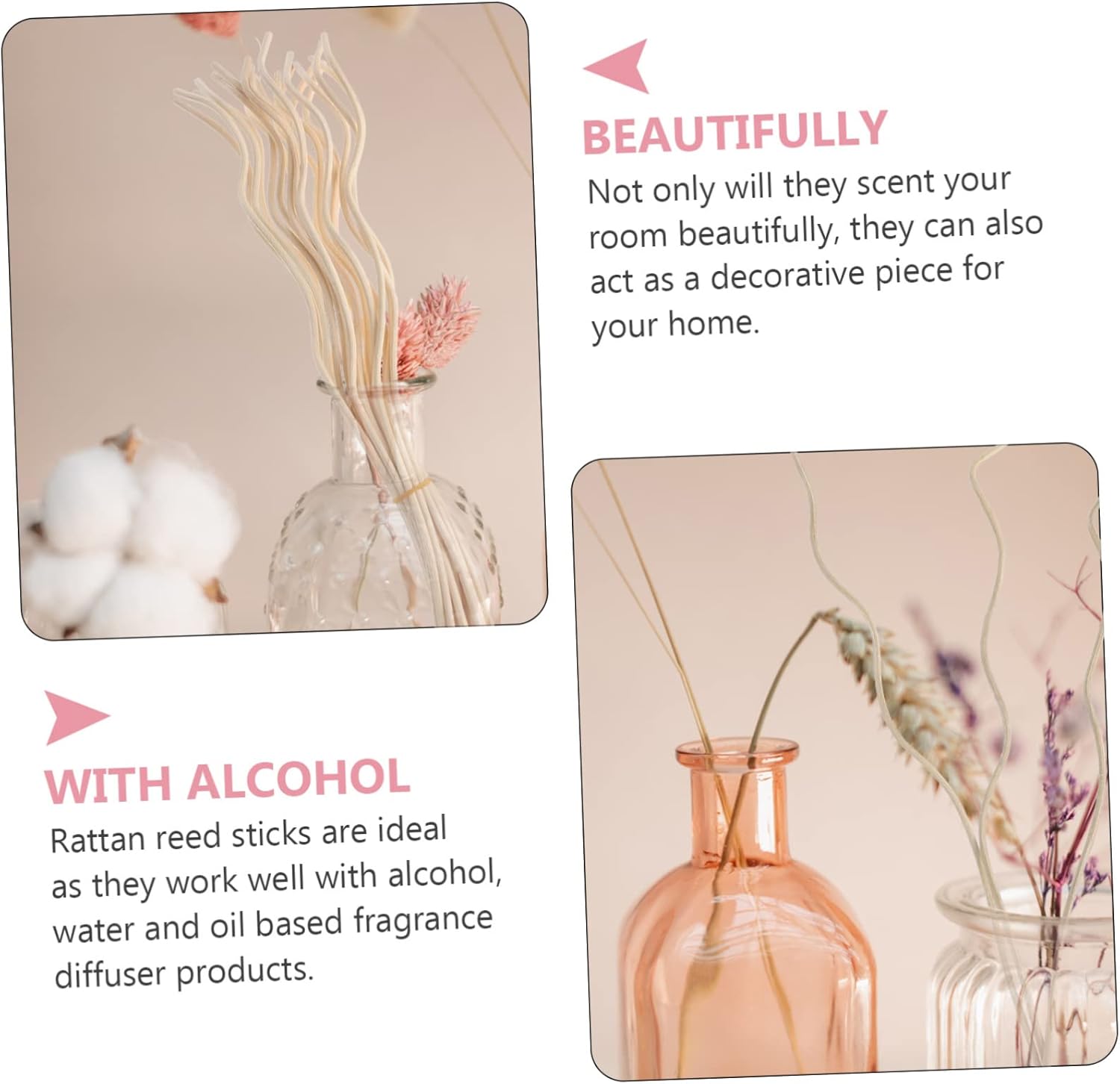 GLEAVI 40pcs Wicker Diffuser Sticks for Home Aromatherapy