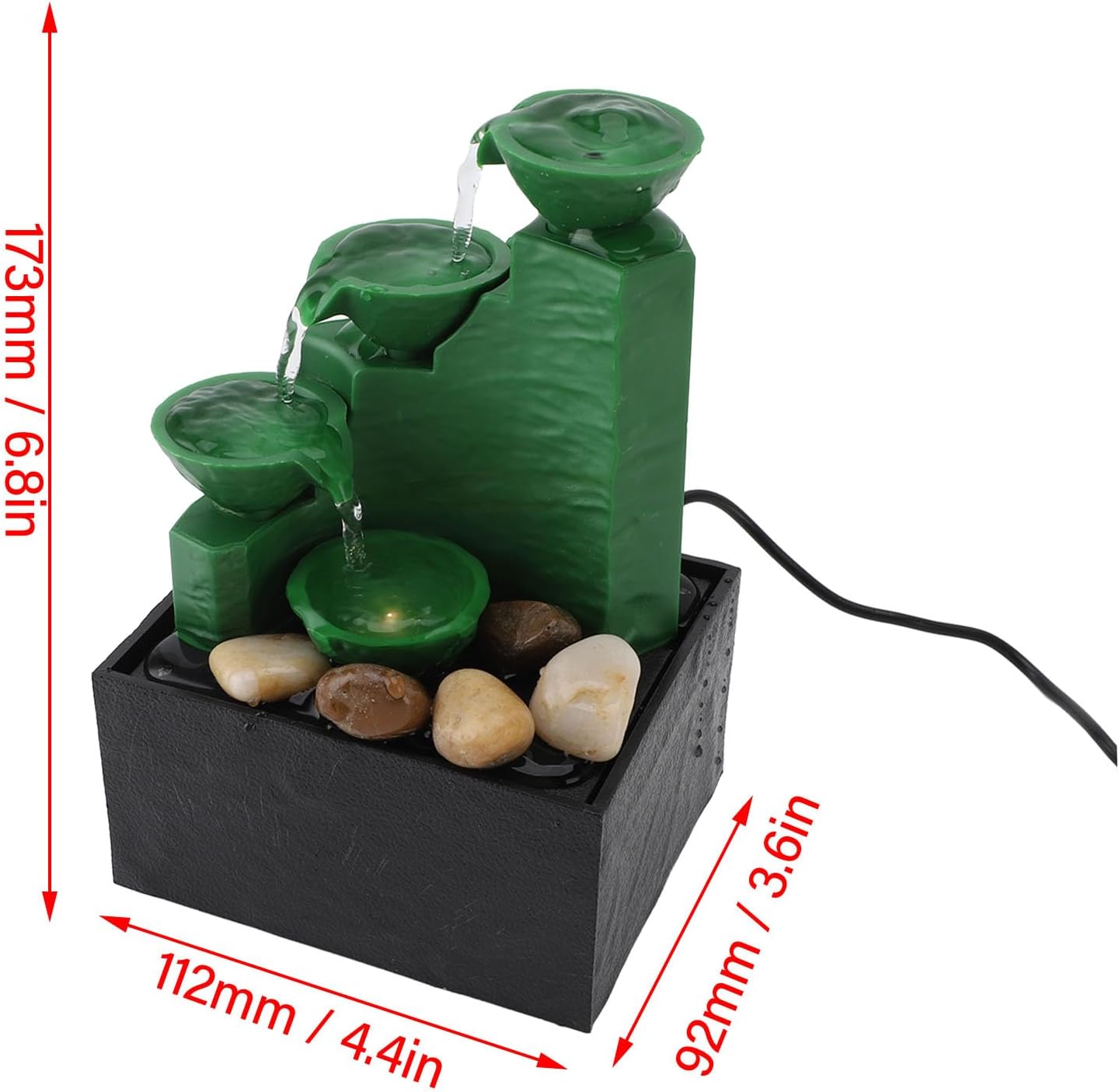 LED Light Tabletop Fountain with Stone for Home Office