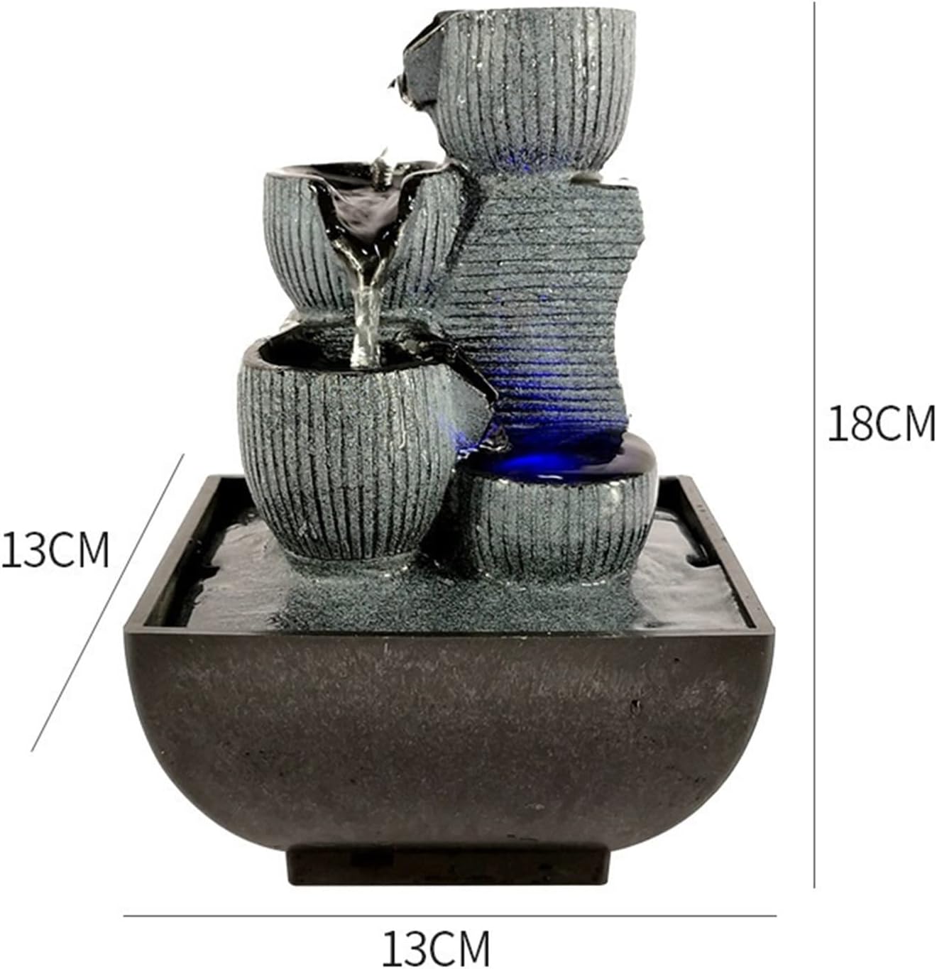 Elegant Indoor Water Fountain with LED Light and Stone