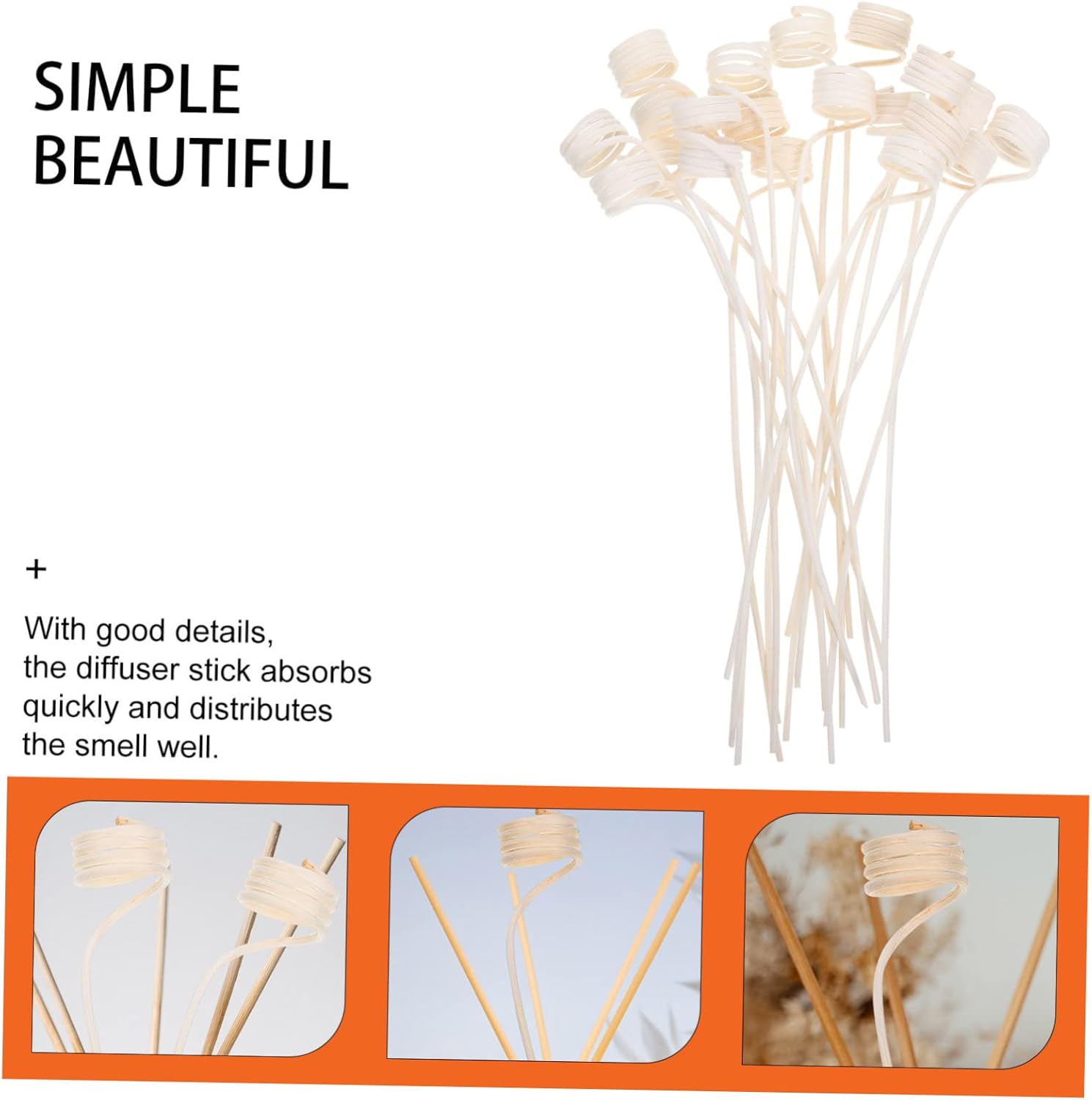 Luxshiny 20Pcs Rattan Aroma Diffuser Sticks for Home Fragrance