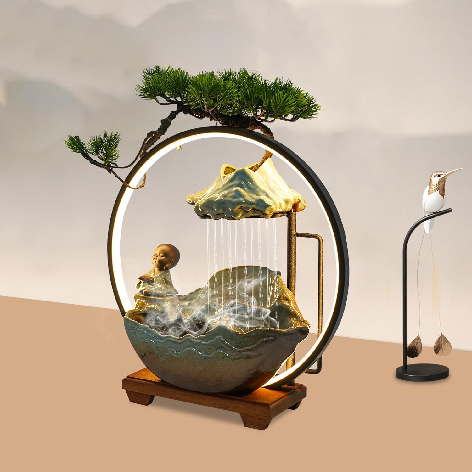 Tabletop Water Fountain with LED Lights and Atomizer