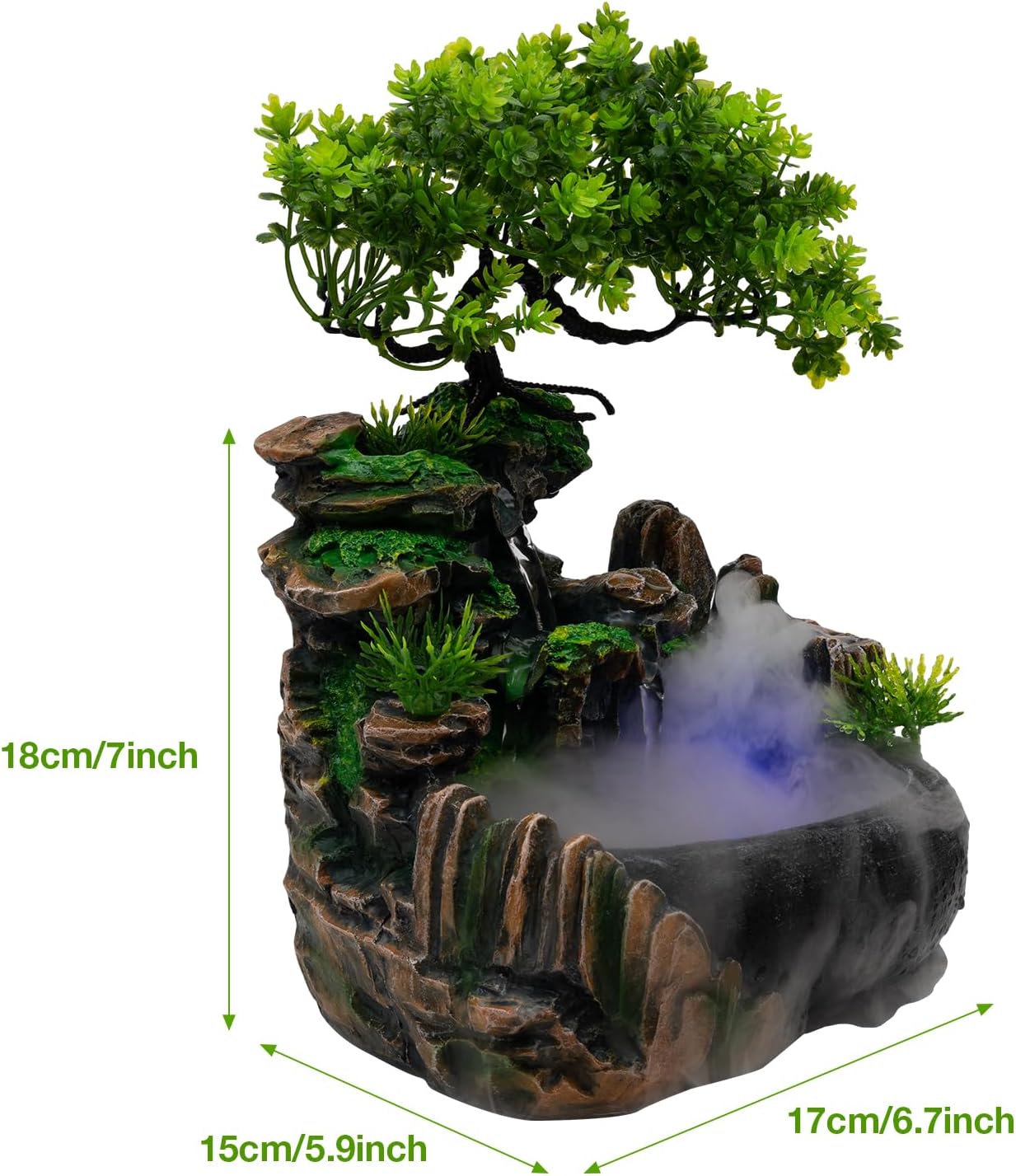 MARTEXBUY Desktop Waterfall Bonsai Fountain with LED Lights
