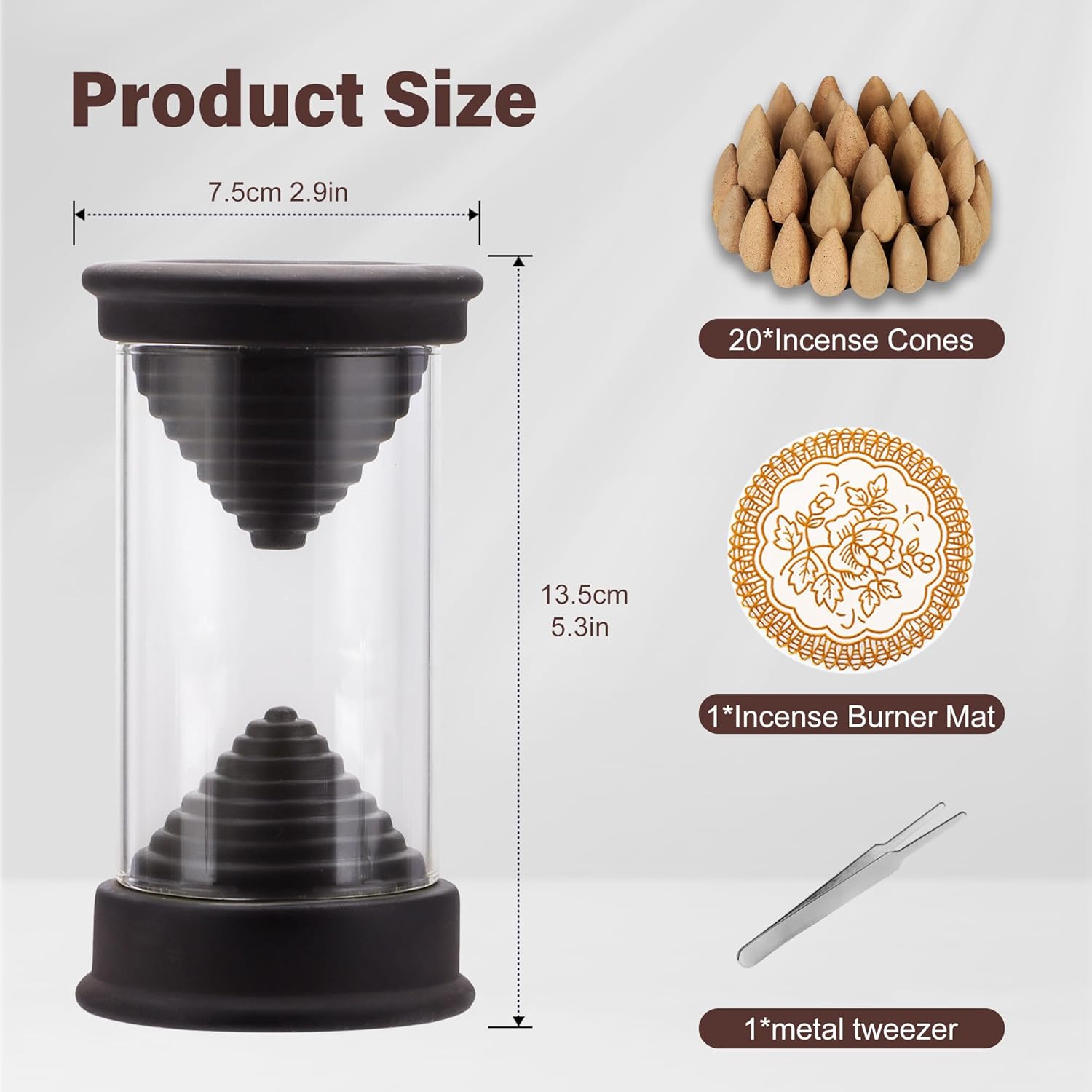 Hourglass Backflow Incense Burner Waterfall Decor
