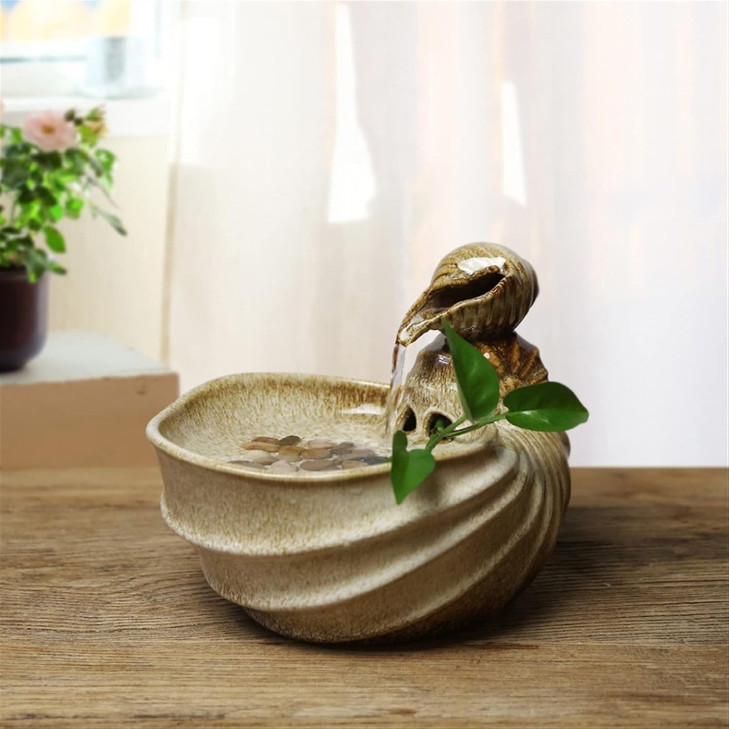 GRFIT Indoor Tabletop Fountain with Conch Design