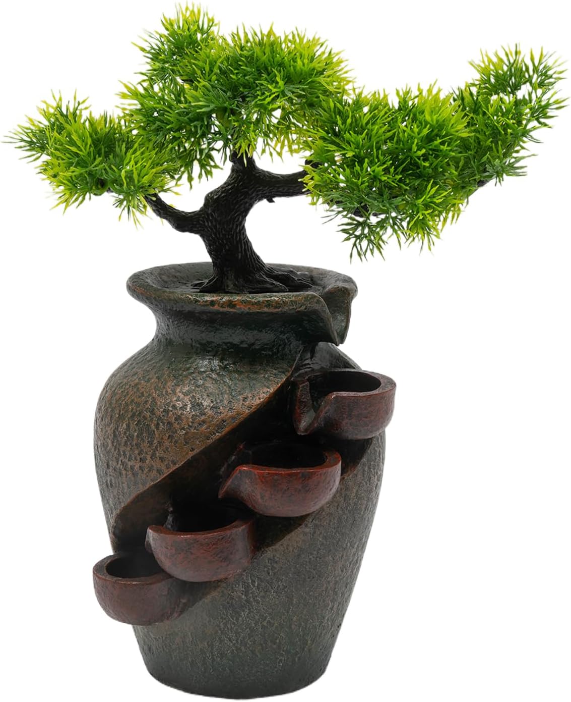 Ageanbri Indoor Tiered Water Fountain with Plants Decor