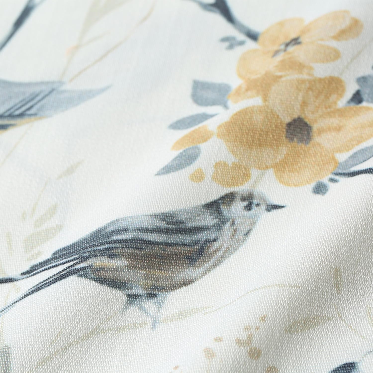 Leeva Birds Pattern Valance for Window 52x18 Inch Grey