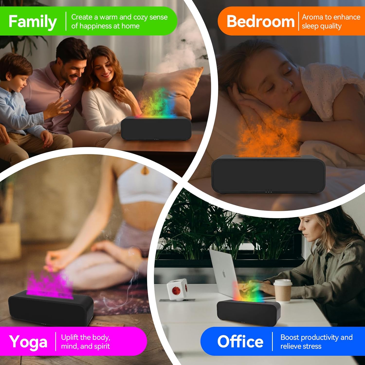 Music Sync Rainbow Flame Aromatherapy Diffuser with Remote Control